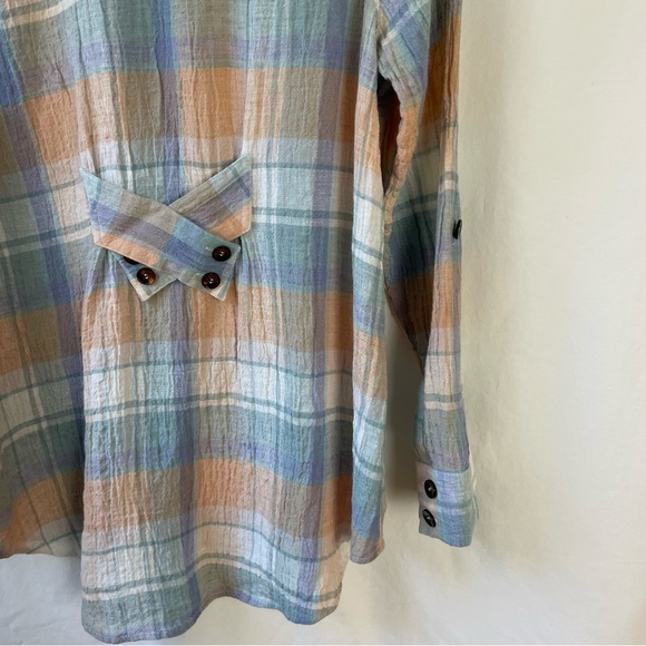 Soft Surroundings Linen Plaid Shirt M - Picture 3 of 9